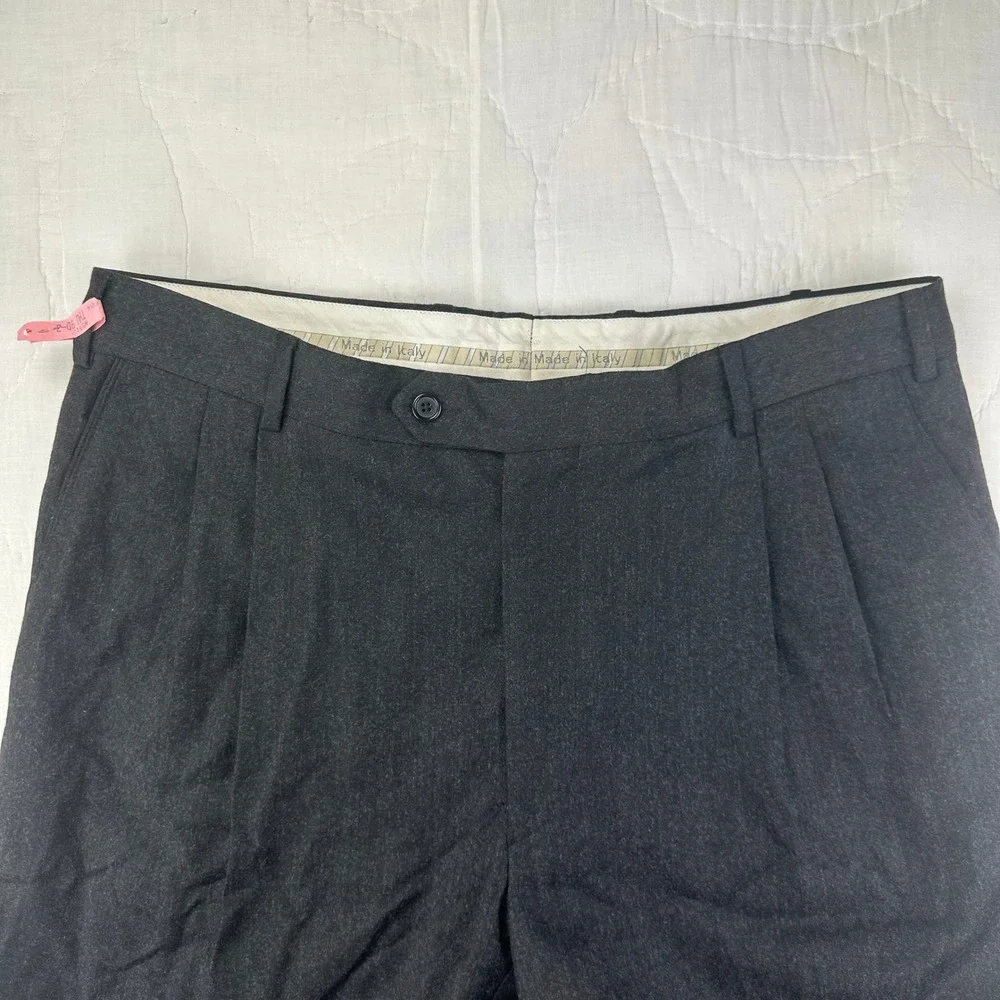 Enzo Mantovani Dress Pants Mens 36x32 Gray Pleated Wool‎ Cashmere Trousers Italy